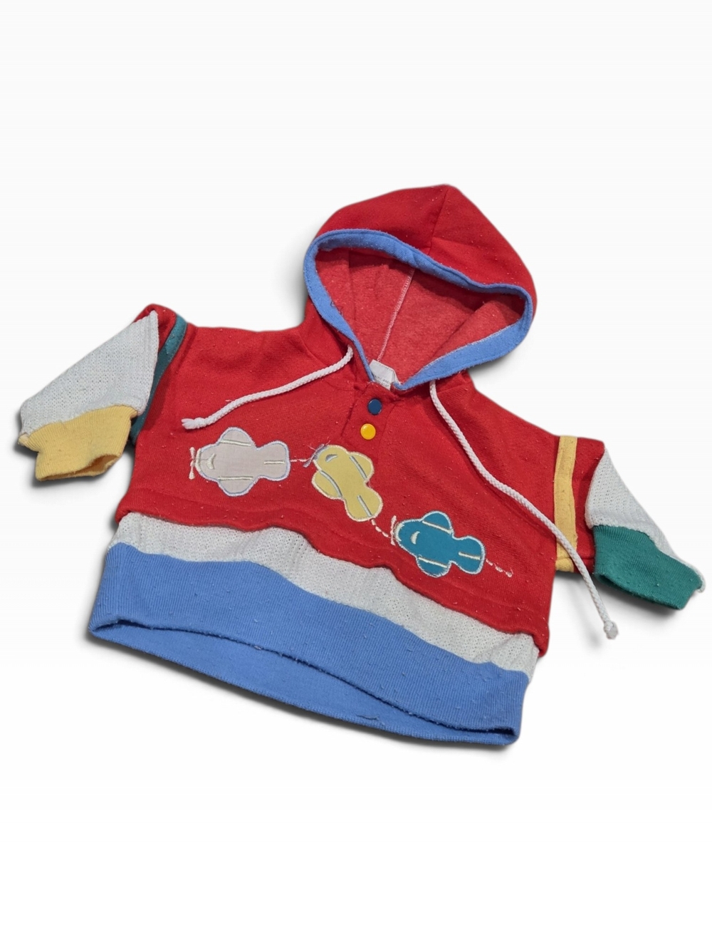 Vintage 1990s 0-6m Baby Hooded Colorblock Sweatshirt